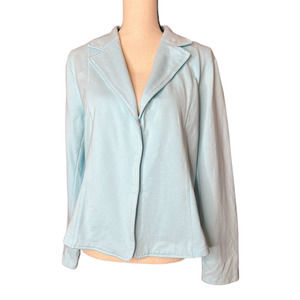 Talbots Women's Jacket Size L in blue with Shawl Collar and Three Snap Close